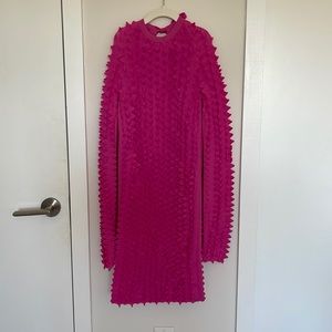 NWOT Textured Hot Pink Sustainable Mini/Knee Length Dress
